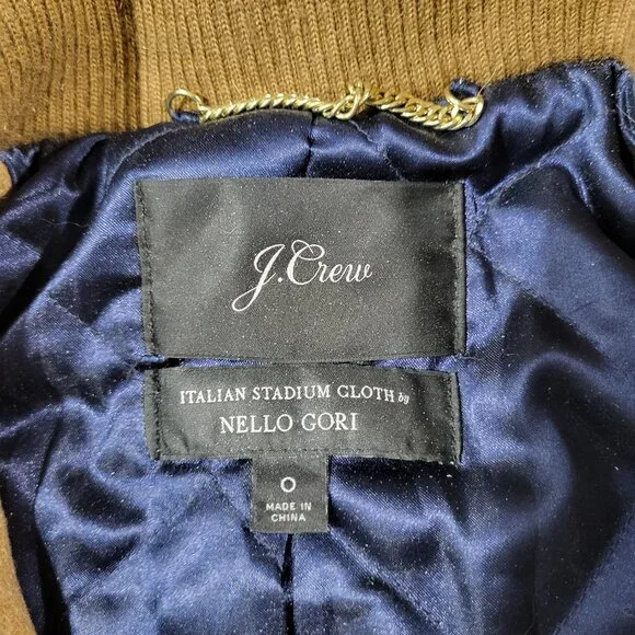J.Crew Coat Womens 0 Lodge Italian Wool Camel Heather Acorn Zip Up Coat #K0896 - Picture 7 of 16